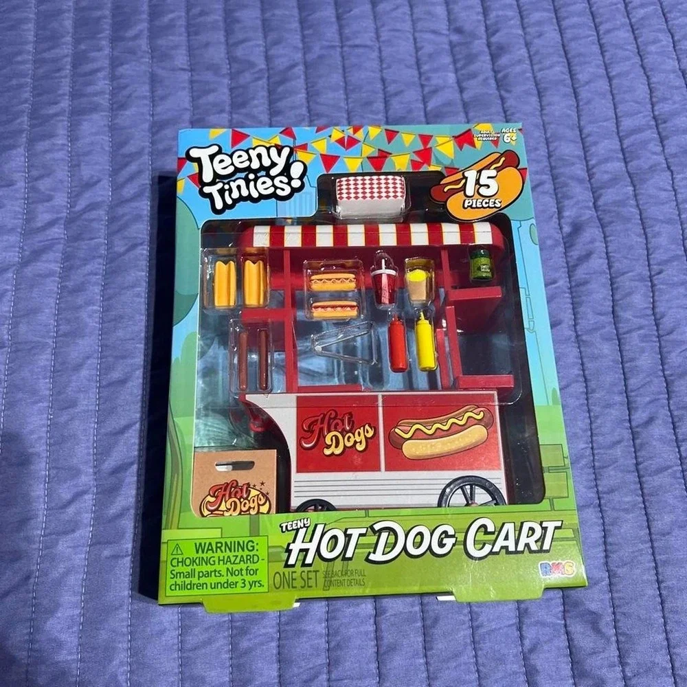 Teeny Tinies Hot Dog Cart Miniature Playset 15 Pieces RMS New in Box
